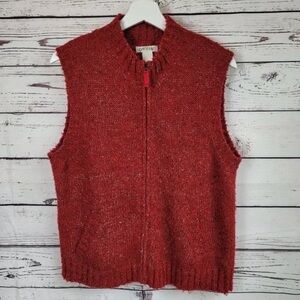 Orvis Red Knit Sweater Vest xl zipper
